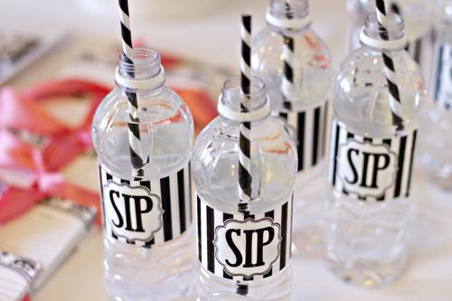 Black Striped Water Bottle Label