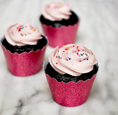 pink glitter cupcake wrappers with chocolate vanilla cupcakes recipe