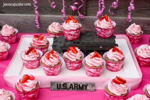 Pink Camo Liners and Strawberry Cupcake Recipe