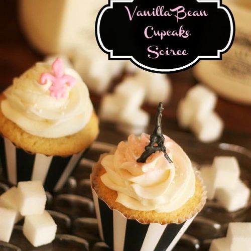 Vanilla Bean Cupcake Recipe in Black Striped Cupcake Wrap