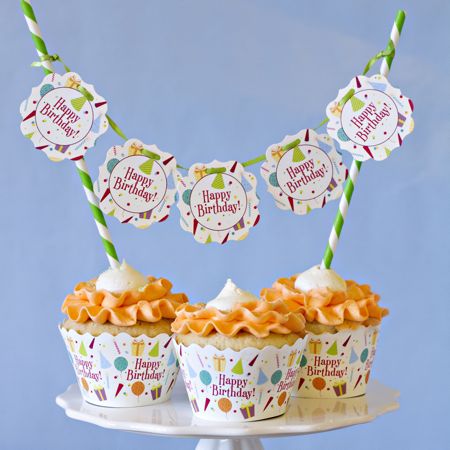 Itty Bitty Banner- Happy Birthday                         "Hats & Balloons"