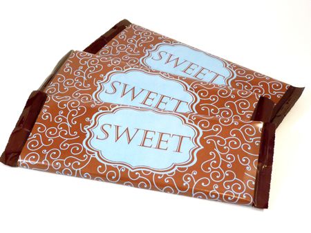 Labels Candy Bar Wrappers- Olivia Swirl Blue and Brown