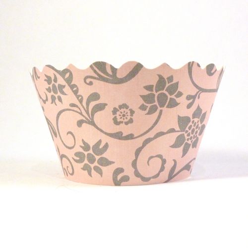 Cupcake wrappers - Hannah - Soft Pink / Grey Includes 50