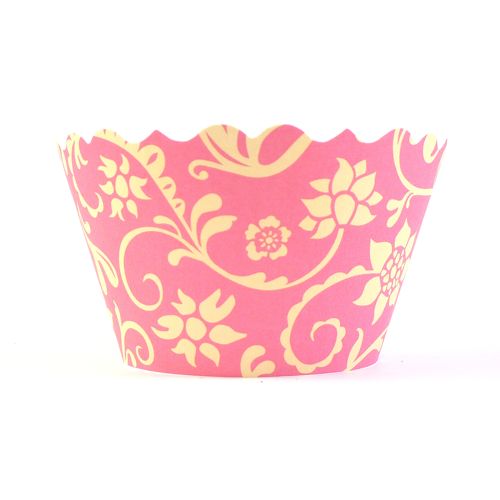 Cupcake wrappers - Hannah- Pink/Yellow includes 50 ADJUSTABLE