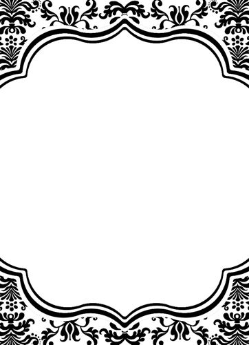 Printable Invitations 5 x 7-Lu Lu Damask Black and White