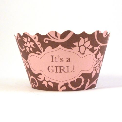 Mini cupcake wrappers  It's a Girl- Pink/Brown (includes 100)