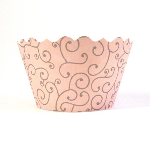 Cupcake wrappers - Olivia - Soft Pink / Med Grey Includes 12