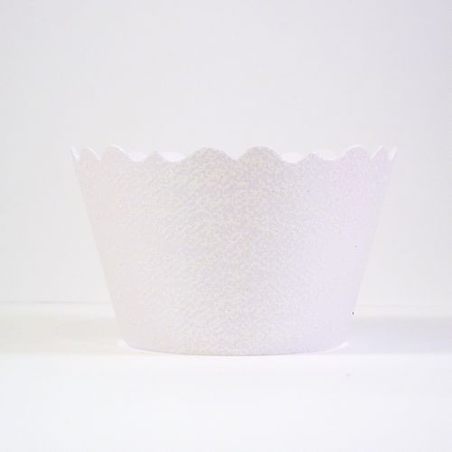 Mini Glitter Opal White Cupcake Wrappers - Includes 18 cupcake wraps