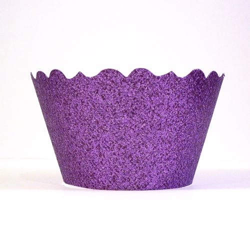 Mini Glitter Purple Cupcake Wrappers - Includes 18 cupcake wraps