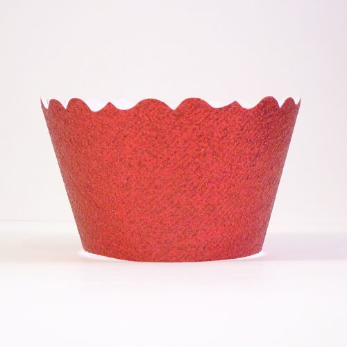 Glitter Red Cupcake Wrappers- Includes 12 cupcake holders