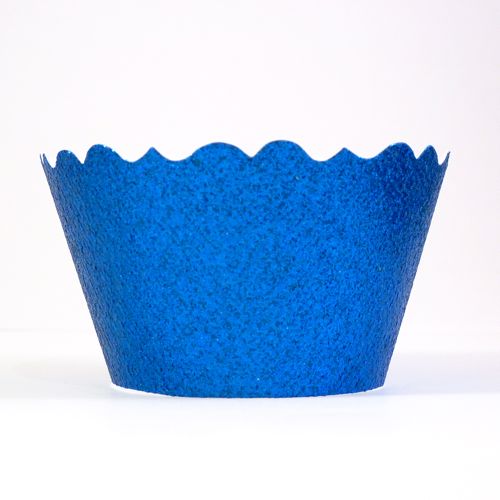 Glitter Royal Blue Cupcake Wrappers- Includes 12 cupcake holders