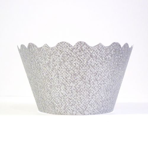 Mini Glitter Silver Cupcake Wrappers - Includes 18 mini cupcake wraps