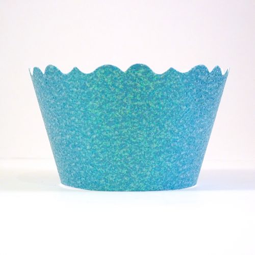 Glitter Sparkling Waters Blue Cupcake Wrappers - Includes 12 cupcake holders