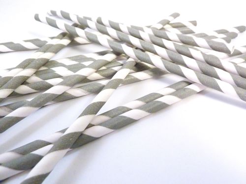 Paper Straws- Gray and White