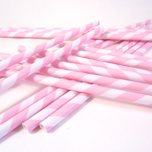 Paper Straws- Soft Pink and White
