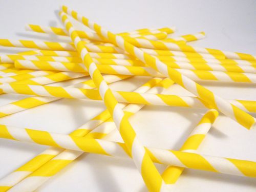 Paper Straws- Yellow and White
