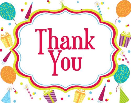 Thank You Cards- Birthday Hats & Balloons