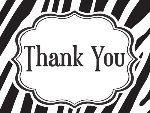 Thank You Cards- Zebra Black & White