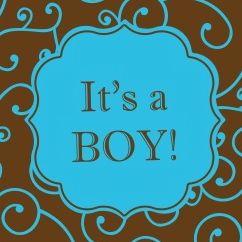 Hang Tags- Olivia Swirl Blue & Brown "It's a Boy"
