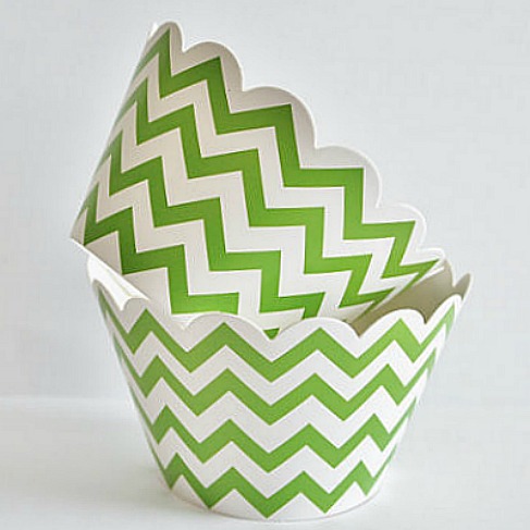 Chevron Cupcake Wrappers - Green (Includes 20 cupcake wraps)
