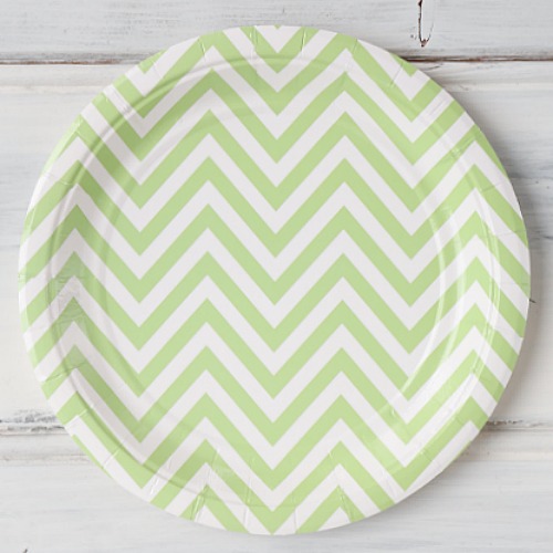 Paper Plates Chevron Green- 9" (12 pack)
