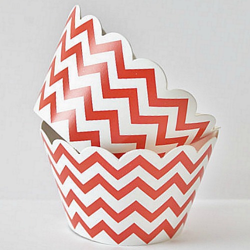 Chevron Cupcake Wrappers - Orange (Includes 20 cupcake wraps)