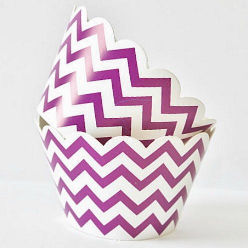 Chevron Cupcake Wrappers - Purple (Includes 20 cupcake wraps)