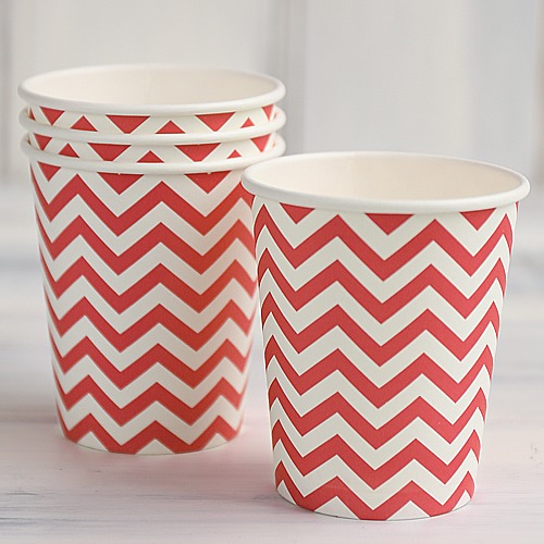 Chevron Paper Cups Red- 9 oz. (12 pack)