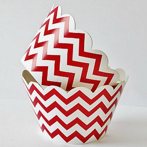 Chevron Cupcake Wrappers - Red (Includes 20 cupcake wraps)