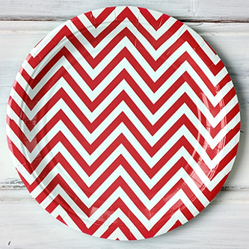 Paper Plates Chevron Red- 9" (12 pack)