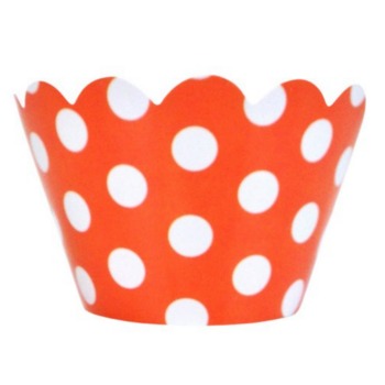 Polkadot Cupcake Wrappers - Orange & White (Includes 20 cupcake wraps)