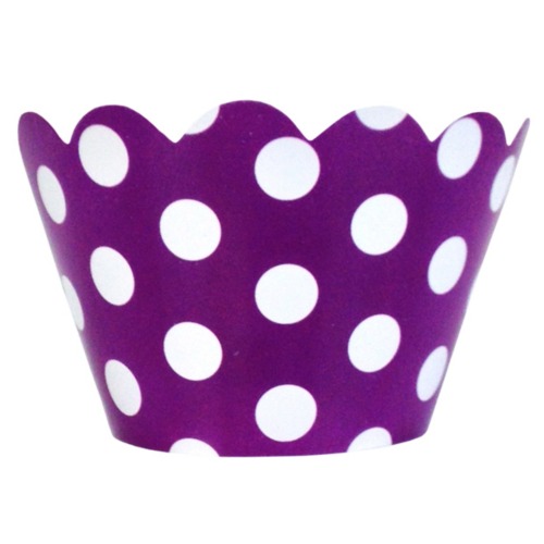 Polkadot Cupcake Wrappers - Purple & White (Includes 20 cupcake wraps)