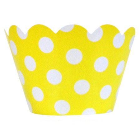 Polkadot Cupcake Wrappers - Yellow & White (Includes 20 cupcake wraps)