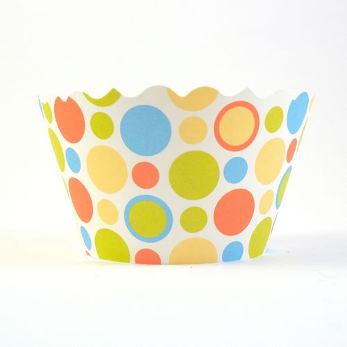 Cupcake wrappers - Dorothy- Polkadots Includes 50 ADJUSTABLE (Orange/Blue/Yellow/Green)