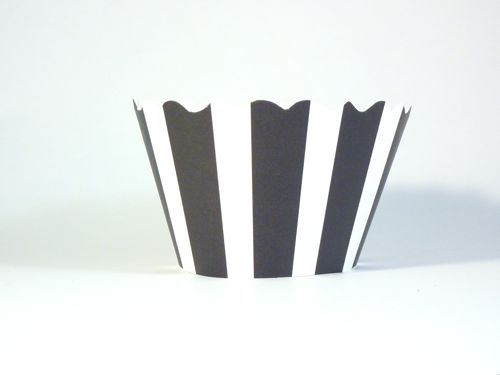 Cupcake Wrappers- Striped Black and White includes 12