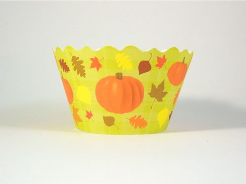 Cupcake Wrappers- Autumn Pumpkins & Leaves includes 12