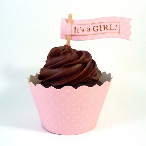 Cupcake Flag Picks - It's a Girl (6pk)