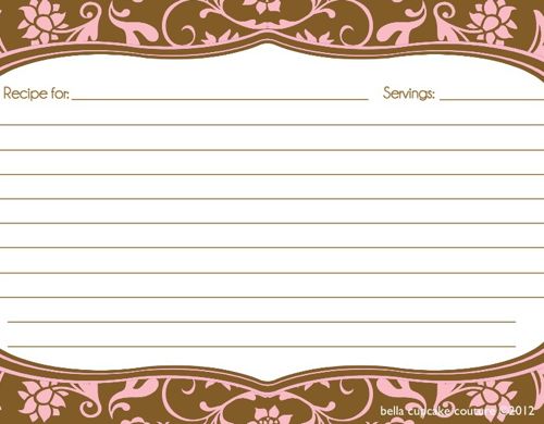 Recipe Cards- Hannah Floral Pink & Brown