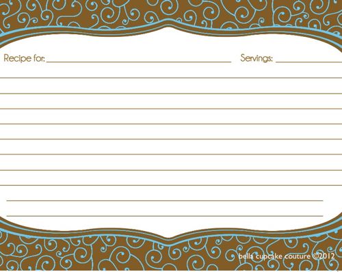 Recipe Cards- Olivia Blue and Brown