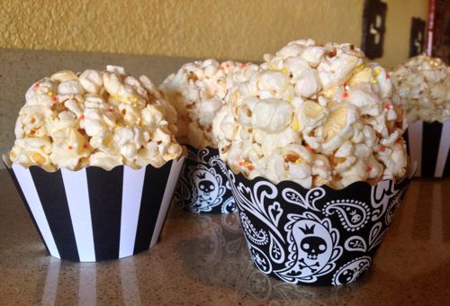 Popcorn Ball Recipe with Halloweeen Cupcake Wrappers