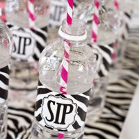 Labels Beverage Bottle Wraps- Zebra Black and White