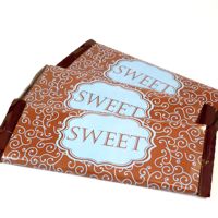 Labels Candy Bar Wrappers- Olivia Swirl Blue and Brown