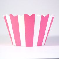 Cupcake Wrappers- Striped Pink and White Includes 12