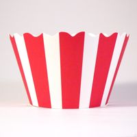 Cupcake Wrappers- Striped Red and White Includes 12