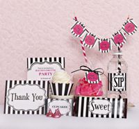 Deluxe Party Kits- Paris-inspired Black and White Stripes