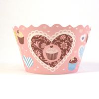Cupcake wrappers - Hailey- Hearts & Cupcakes includes 50 ADJUSTABLE