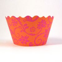 Cupcake wrappers - Hannah - Citrus / Bright Pink  Includes 50