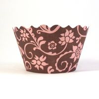 Cupcake wrappers - Hannah - Pink / Chocolate Brown Includes 50