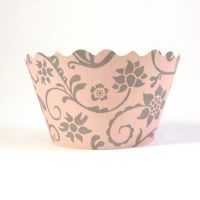 Cupcake wrappers - Hannah - Soft Pink / Grey Includes 50