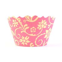 Cupcake wrappers - Hannah- Pink/Yellow includes 50 ADJUSTABLE